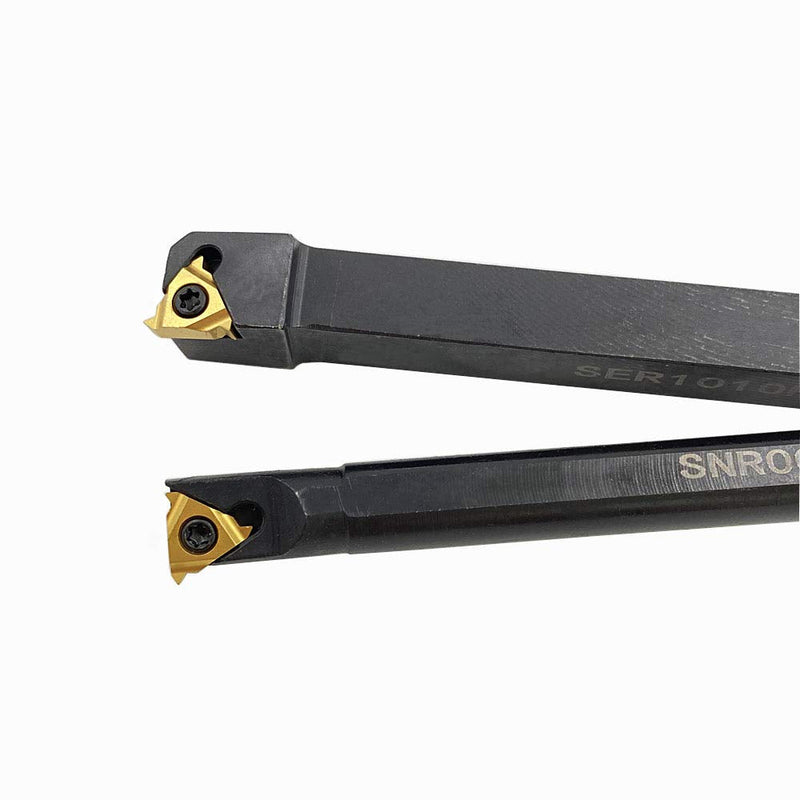  [AUSTRALIA] - GBJ Lathe Threading Tool External + Internal Threading Holder SER 1010H11+ SNR 0010K11 Threading Holder with 11ER AG60 11IR AG60 Threading Inserts (SER1010H11+SNR0010K11+11ER A60+11IR A60 (Gold)) SER1010H11+SNR0010K11+11ER A60+11IR A60 (Gold)