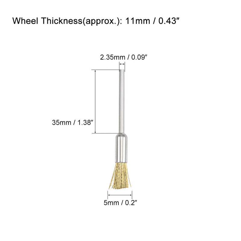  [AUSTRALIA] - uxcell Mini Wire Cup Brush Brass Plated Crimped Steel 5 X 11mm with 2.35mm Shank 3 Pcs