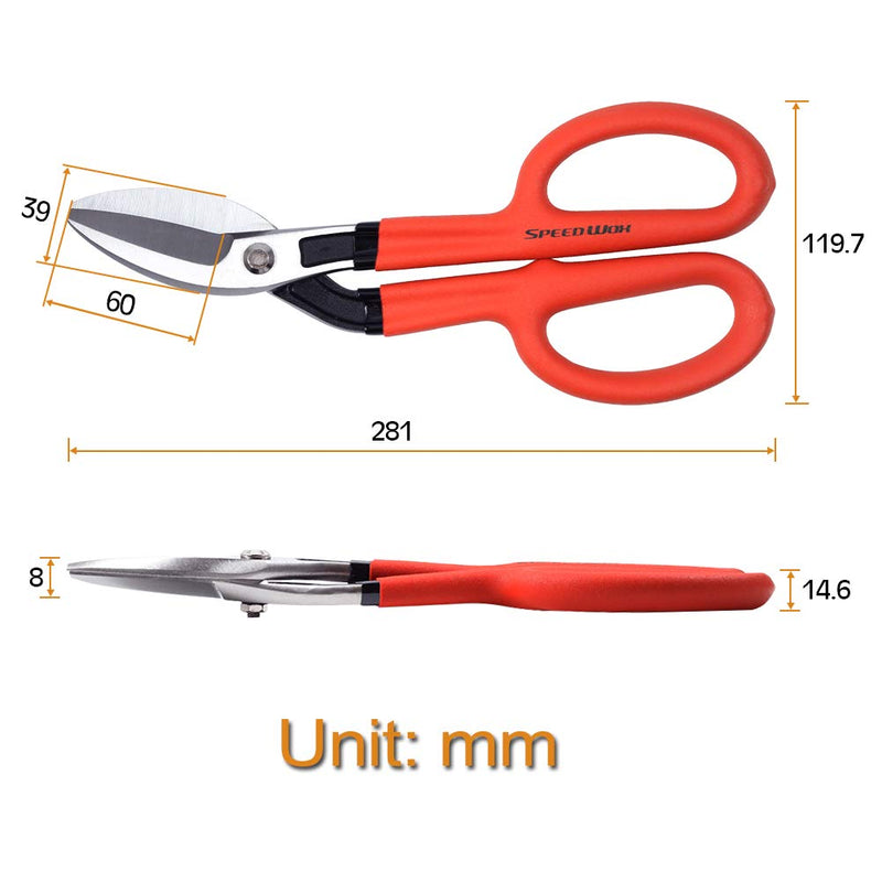  [AUSTRALIA] - SPEEDWOX Tin Snips Bent Handle Tinners Snips with Hot Drop Forged Sharp Blade Professional Tin Cutting Shears 11 Inches