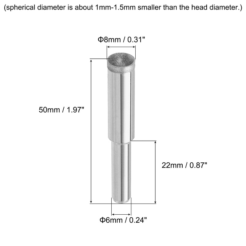  [AUSTRALIA] - uxcell Diamond Mounted Point, 8mm 100 Grits Spherical Concave Head Bead Coarse Grinding Bit for Jade Amber Stone Beeswax Glass