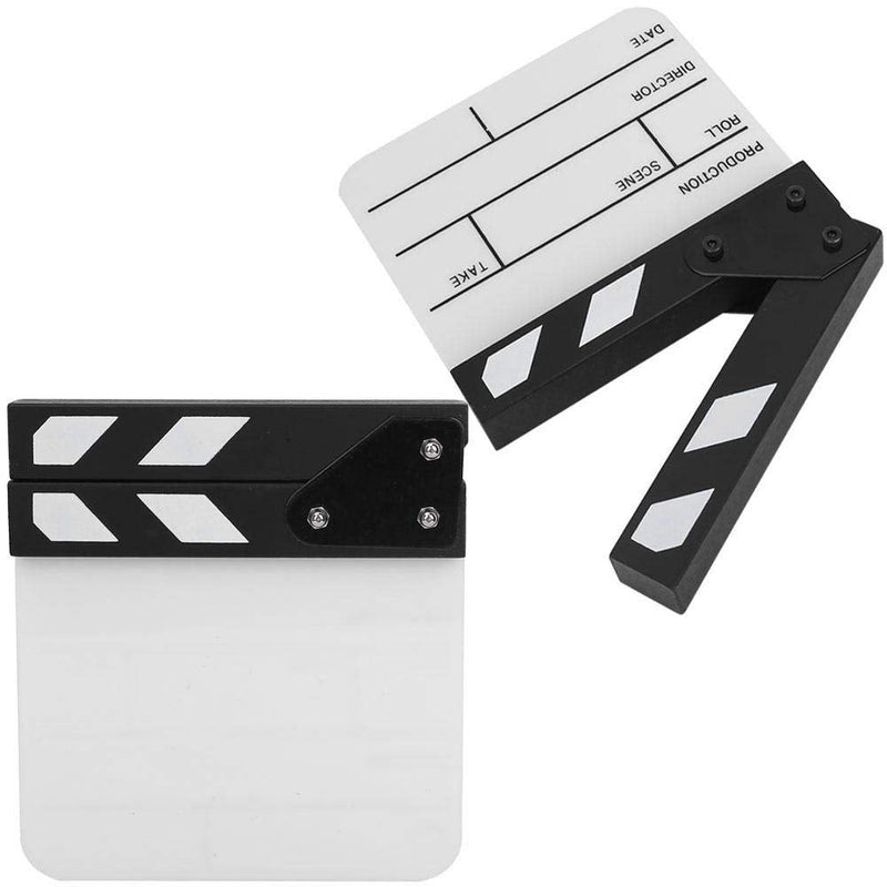  [AUSTRALIA] - Clap Board, Mini Acrylic Director Scene Clapperboard Classic Movie Film Clap Board with a Pen,for Shoot Props/Advertisement/Home Decoration/Cosplay/Background(Black and White whiteboard PAV1BWE3S) Black and White Whiteboard Pav1bwe3s