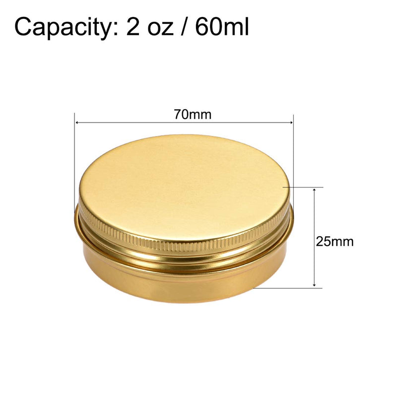  [AUSTRALIA] - uxcell 2oz Round Aluminum Cans Tin Screw Top Metal Lid Containers Gold Tone 60ml 10pcs