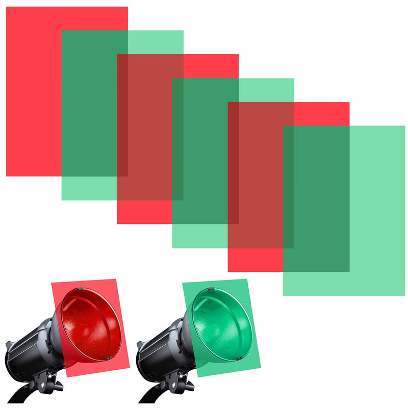  [AUSTRALIA] - Gel Light Filter - 6Pcs Christmas Overlays Correction Gel Filter, Red & Green Transparent Film Plastic Sheets, 11.7 x 8.5 Inches