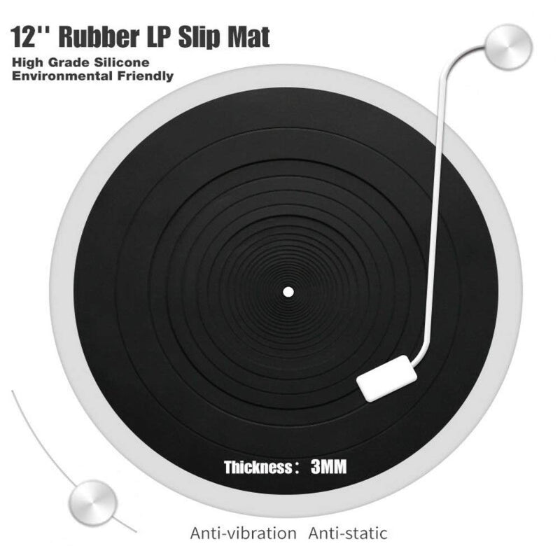  [AUSTRALIA] - Turntable Platter Mat Rubber 12 inch Silicone Turntable LP Slipmat Universal Compatible for Audio Technica AT-LP120BK AT-LP-1200 Turntable Platter (12 Inch Diameter) 12 Inch Diameter