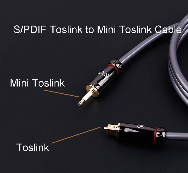  [AUSTRALIA] - SKW Mini Toslink to Toslink Optical Digital Audio Cable PVC 9.8ft/3M 3 Meter Grey