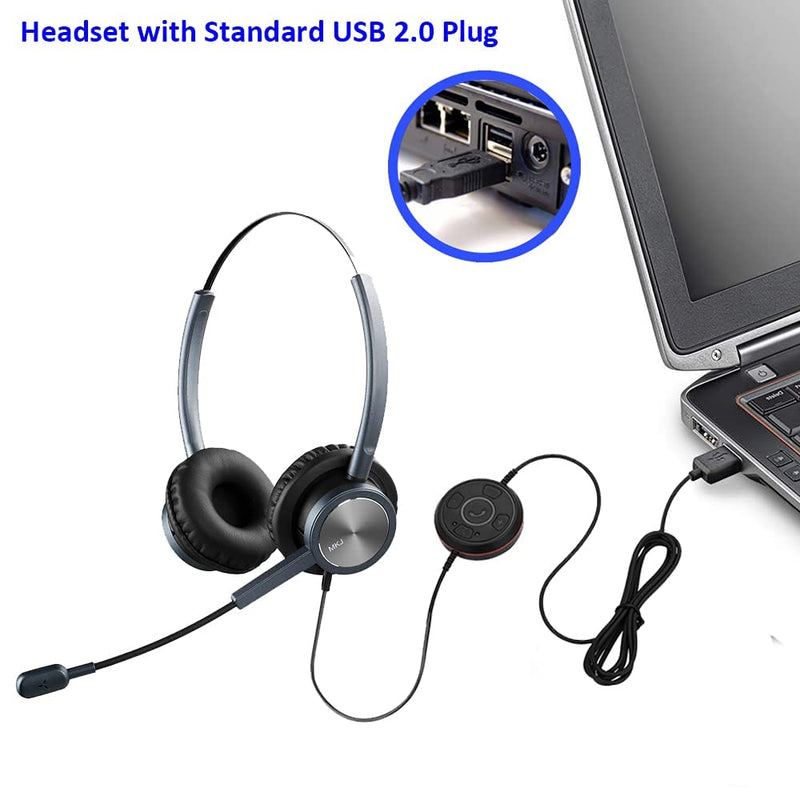  [AUSTRALIA] - USB Headset with Microphone Noise Cancelling Corded Computer PC Headset with Dragon Dictation for UC Softphones Skype for Business Zoom Microsoft Teams Cisco Jabber Zoiper RingCentral 3CX Avaya One X