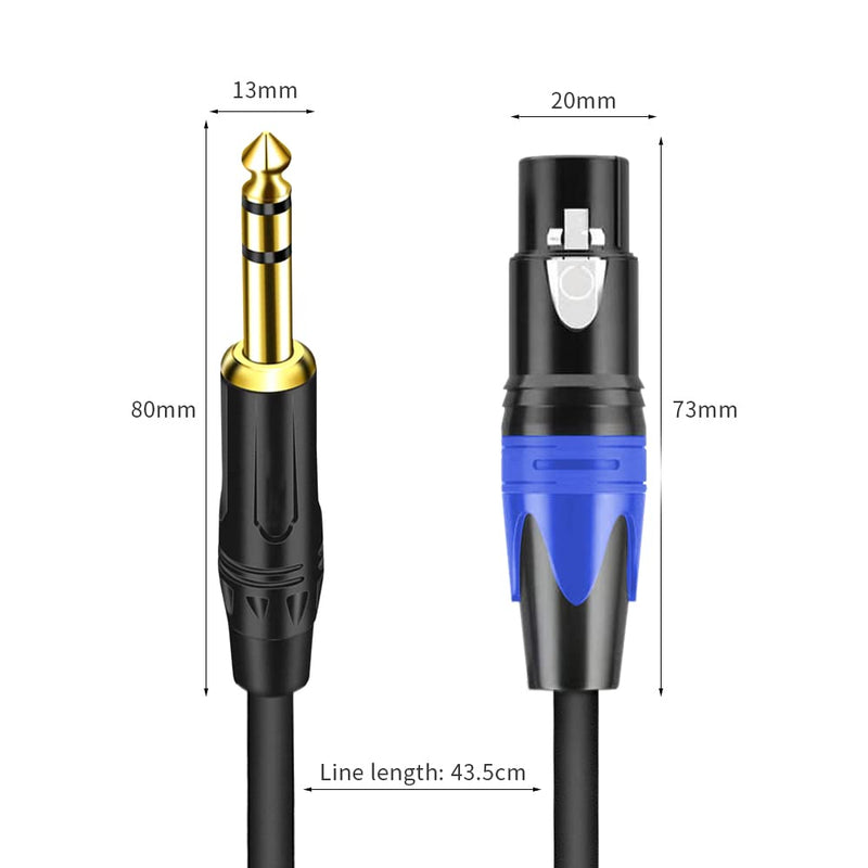  [AUSTRALIA] - 1/4 to XLR Cable, 1/4 Inch (6.35mm) TRS to XLR Female Stereo Audio Balanced Interconnect Cable Cord Gold Plated Plug Compatible with Microphone, Mixer, Speakers, DJ, Guitar - 3.3 Feet
