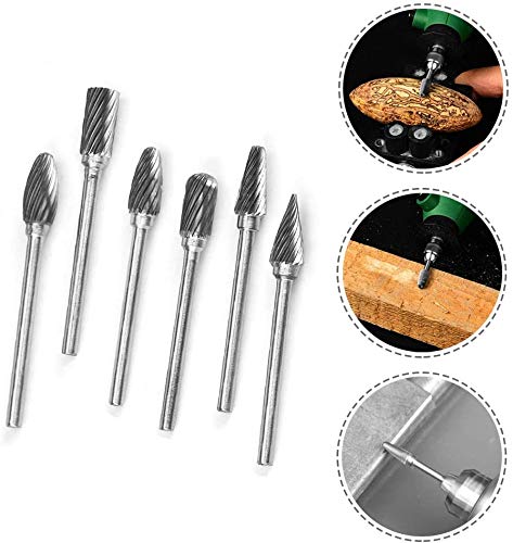 Yakamoz Set of 10pcs 1/8 Inch (3mm) Shank Single Cut Tungsten Steel Solid Carbide Rotary Burrs Set for Woodworking Drilling Carving Engraving Tools - LeoForward Australia