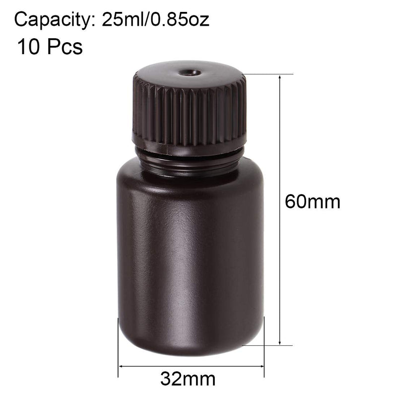  [AUSTRALIA] - uxcell Plastic Lab Chemical Reagent Bottle 25ml/0.85oz Small Mouth Sample Sealing Liquid Storage Container Brown 10pcs