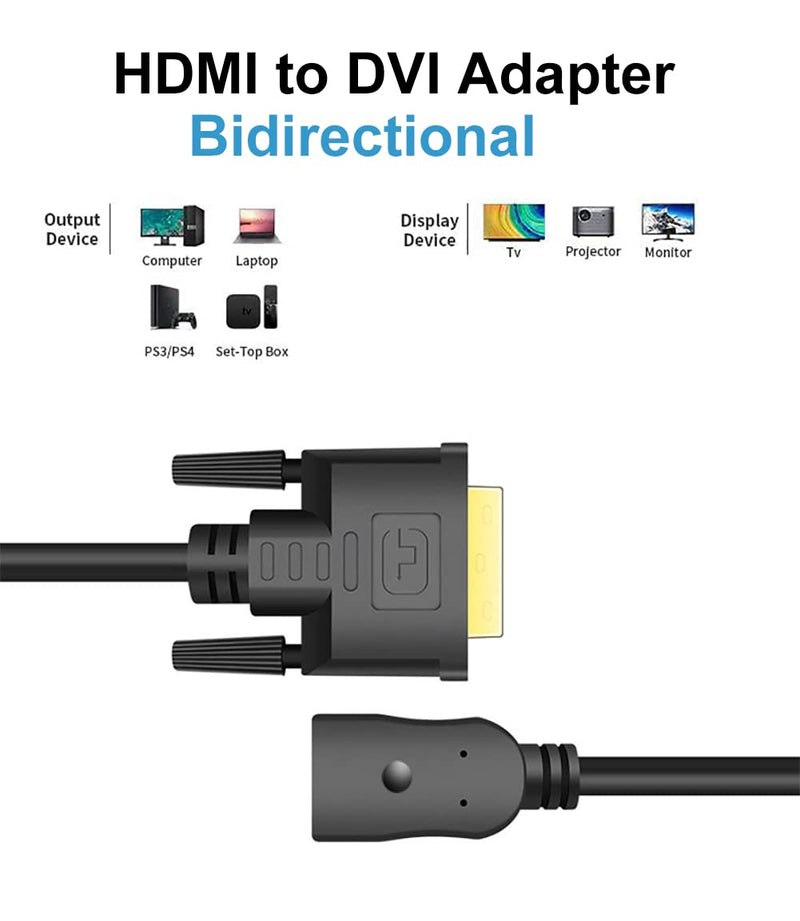  [AUSTRALIA] - HDMI to DVI Adapter, UV-CABLE Bidirectional Female HDMI to DVI-I (24+5) Male Cable Adapter Converter Connector 1080P for Computer, Monitor, TV Projector, Video Game and so on (1, Black) 1