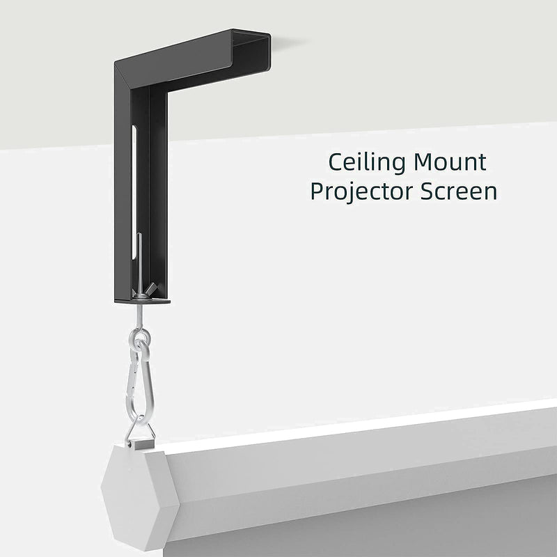  [AUSTRALIA] - Black Universal Projector Screen L-Bracket Wall Hanging Mount 6 inch Adjustable Extension with Hook Manual, for Wall or Ceiling Mount Home Projector and Movie Screens, 80 Lb Capacity Each