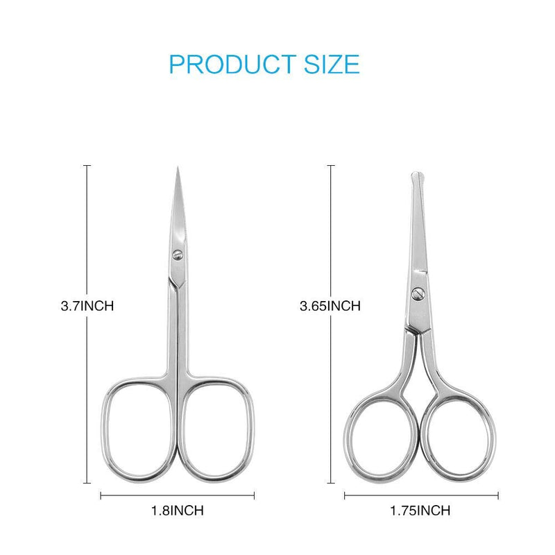 LIVINGO Premium Curved and Rounded Nose Hair Scissors for Men, 2 PC Set Nail Cuticle Manicure Scissors Shears Kit for Beard/ Mustache, Ear, Facial Hair, Eyebrows, Eyelashes for Women - LeoForward Australia