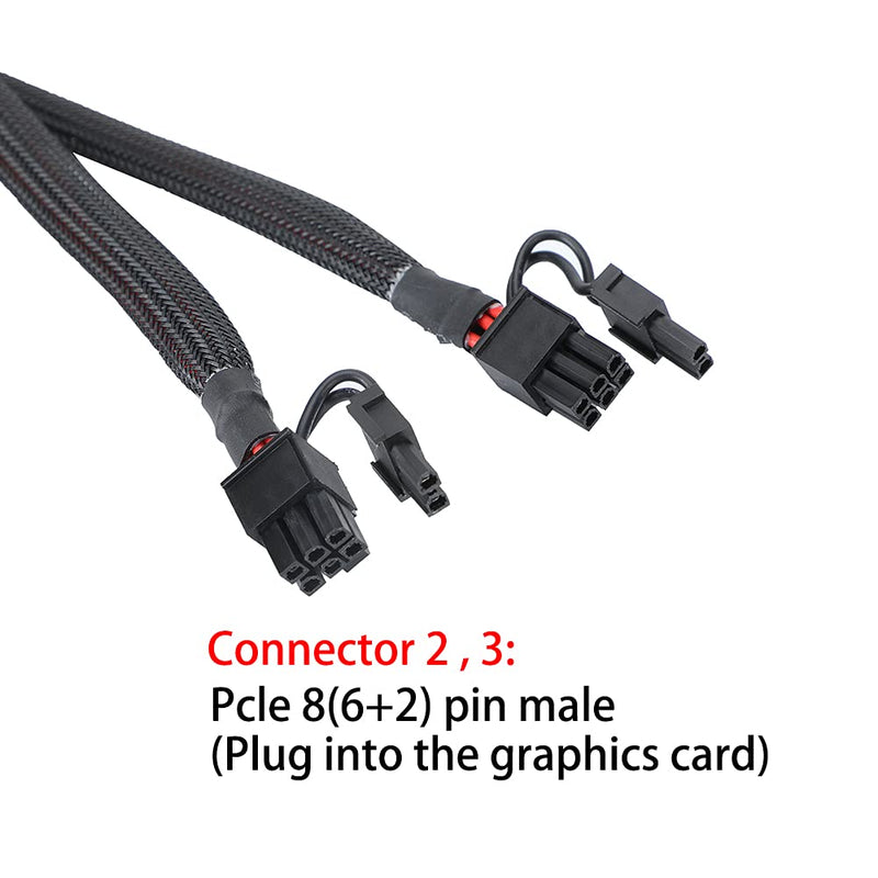  [AUSTRALIA] - PCIe 6 Pin to Dual 8 (6+2) Pin Splitter - GPU VGA Y-Splitter Extension Cable Mining Video Card Power Sleeved Connector Graphics Card PCI Express Power Supply Adapter - 2 Packs