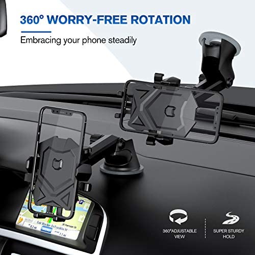 [AUSTRALIA] - Manords Car Phone Mount Holder for Dashboard Windshield Compatible with All iPhone & Android Cell Phones, Black