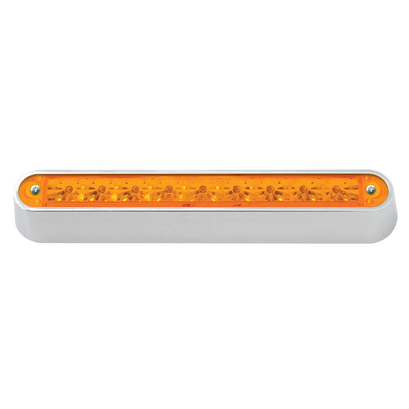  [AUSTRALIA] - Grand General 76090 Amber 6-1/2" 9-LED Sealed Light Bar with Chrome Base and 3 Wires for Dual Function Amber/Amber w/Base Mount