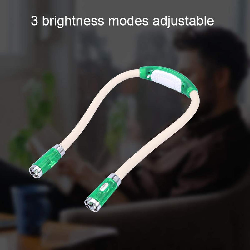  [AUSTRALIA] - Neck Book Light, Flexible Hanging LED Light Hands Free Adjustable Bendable Night Reading Knitting Lamp(Green)