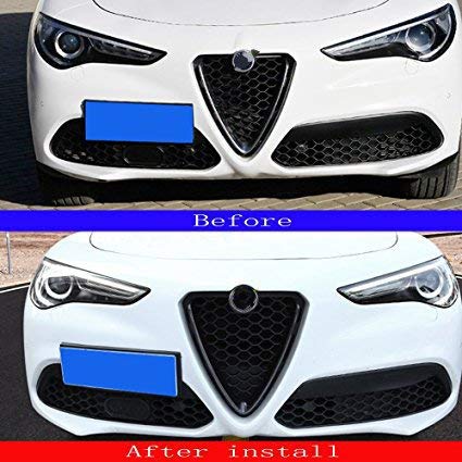  [AUSTRALIA] - YIWANG Carbon Fiber Style ABS Chrome Front Grill Decoration Frame Trim 2Pcs For Alfa Romeo Stelvio 2017 2018 2019 2020 Auto Accessories (NOT Applicable for Giulia) (Carbon Fiber)