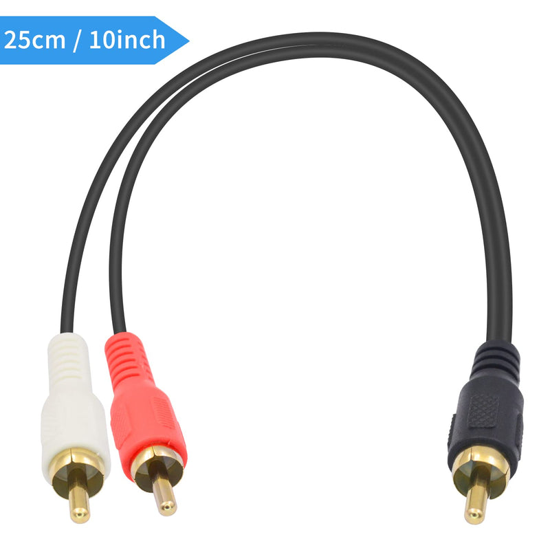  [AUSTRALIA] - Poyiccot RCA Splitter Male to Male Cable, RCA Y Splitter 1 RCA Male to 2 RCA Male Stereo Audio Subwoofer Cable, 2RCA to 1RCA Bi-Directional RCA Y Adapter Cable - 25cm/10inch