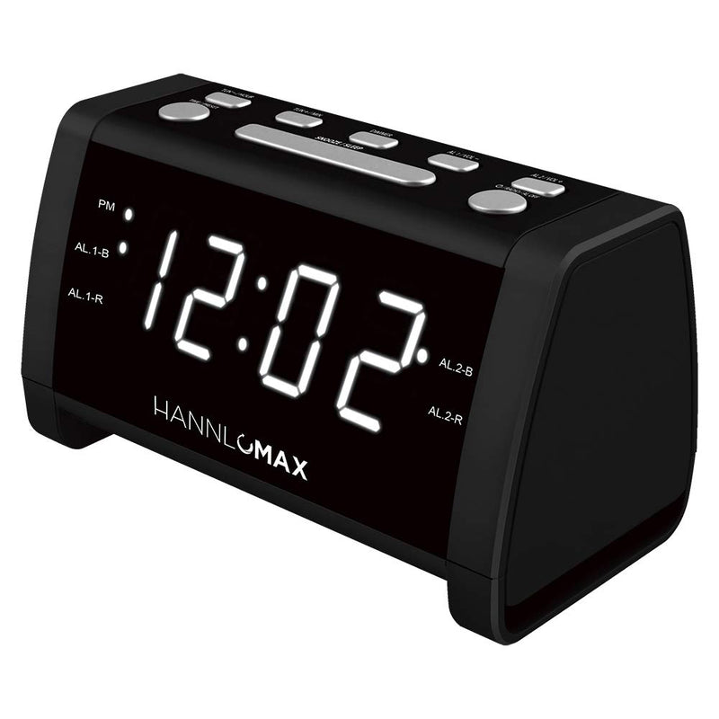 HANNLOOMAX HX-147CR Alarm Clock Radio, PLL FM Radio, 1.4" White LED Display, USB Port for 2.1A Charging, Aux-in. - LeoForward Australia