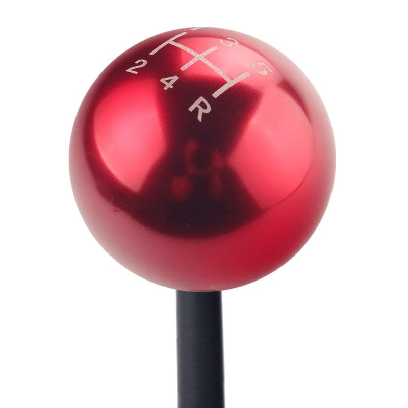  [AUSTRALIA] - DEWHEL Round Ball Billet M12x1.25 5 Speed Short Throw Shifter Shift Knob MT Manual Gearbox Screw On Red