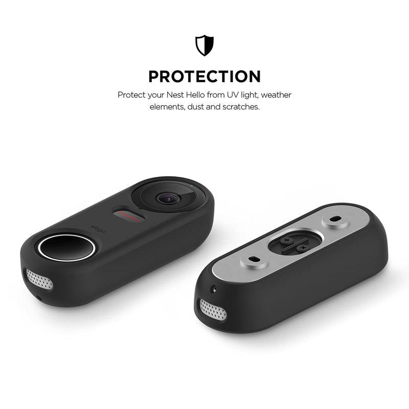  [AUSTRALIA] - elago Silicone Case Designed for Google Nest Hello Doorbell Cover (Black) - Full Protection, Night Vision Compatible [US Patent Registered] Black