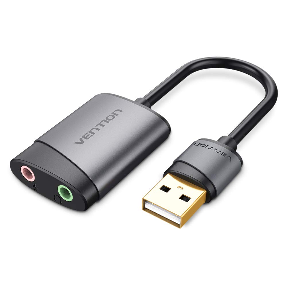  [AUSTRALIA] - VENTION USB Sound Card, External Sound Cards - USB to 3.5mm Audio Adapter with Headphone and Mic 2 Jack Audio Converter, Stereo Sound Card Compatible with PS5, PS4, Laptop, PC (2 Jack)