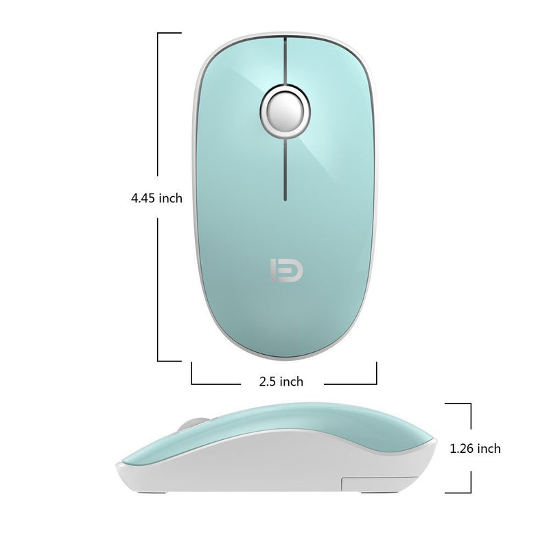 Wireless Mouse(Battery Included), FD V8 2.4G Slim Silent Travel Cordless Mouse Optical Mice with Nano Receiver for Laptop Computer PC MacBook Chromebook and Notebook (Mint Green) Mint Green - LeoForward Australia