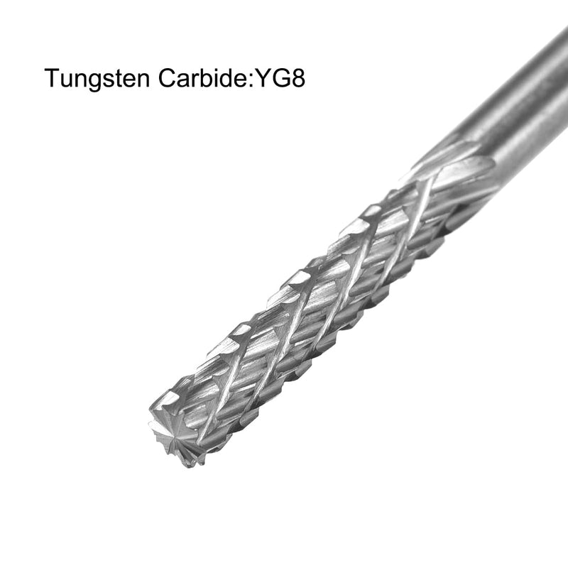  [AUSTRALIA] - uxcell Tungsten Carbide Rotary Files 1/4" Shank, Double Cut Top Toothed Cylinder Shape Rotary Burrs Tool 8mm Dia, for Die Grinder Drill Bit Wood Soft Metal Polishing Model Engineering