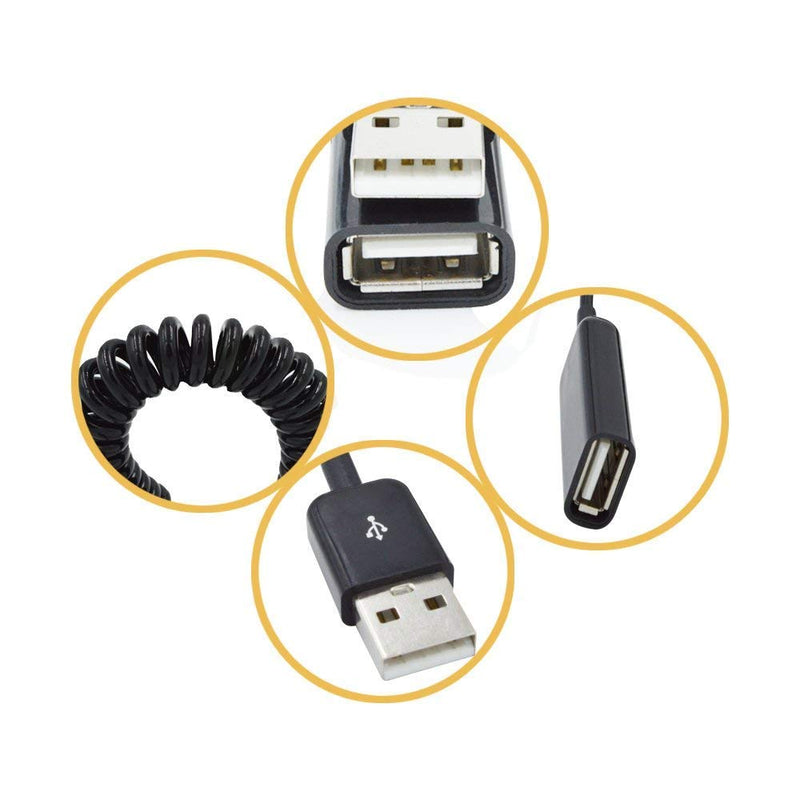 MXTECHNIC USB 2.0 Expansion Spring Coiled Cable 4in Standard Spiral Flexible Active Extension USB 2.0 A-Male to A-Female Processors for Printers, Cameras, Mouse and Other USB Computers (3 Packs) Male to A-Female Expansion cable 3 Packs - LeoForward Australia
