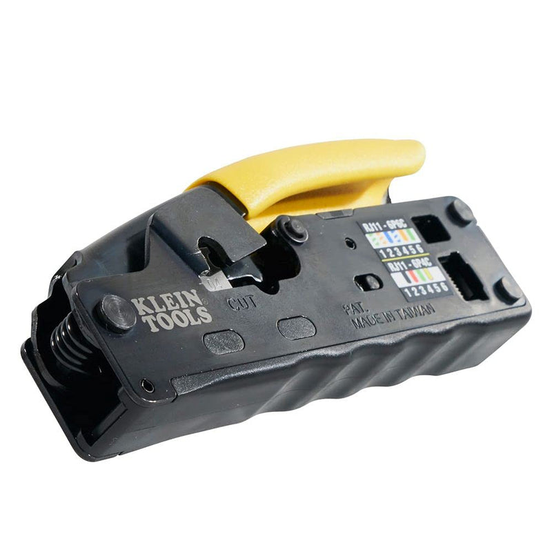  [AUSTRALIA] - Klein Tools VDV226-107 Compact Ratcheting Modular Data Cable Crimper / Wire Stripper / Wire Cutter, CAT6, CAT5, CAT3, Flat-Satin Voice Cable Crimper, Data, Compact RJ45