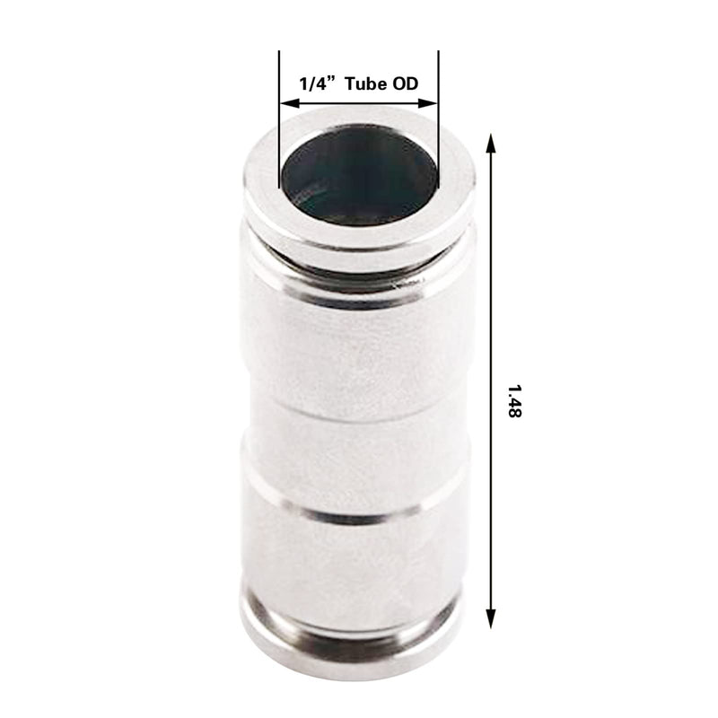  [AUSTRALIA] - 1/4 Union Straight Push to connect fittings Stainless Steel Pneumatic Push Connectors,CEKER 1/4" x 1/4" OD Tube Quick Connect Fittings Air Line Fittings for 1/4 inch Tube 2Pack