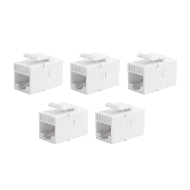  [AUSTRALIA] - RuiLing 5pcs RJ45 CAT6 Keystone Inline Jack Coupler for Wall Plate Outlet Panel,UTP Insert Coupler Adapter Socket Connector Port (White) WHITE