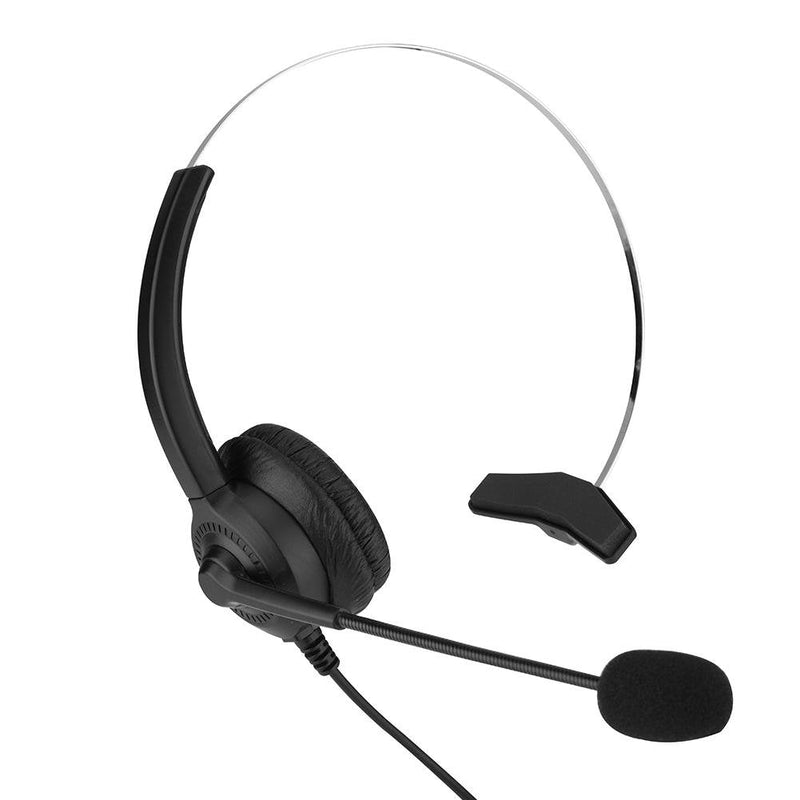  [AUSTRALIA] - Hand Free Head Mounted Headset, Computer Headset with Microphone Noise Cancelling, Lightweight Telephone Headset Business Headphones for Skype, Webinar, Cell Phone, Call Center(Crystal Plug)