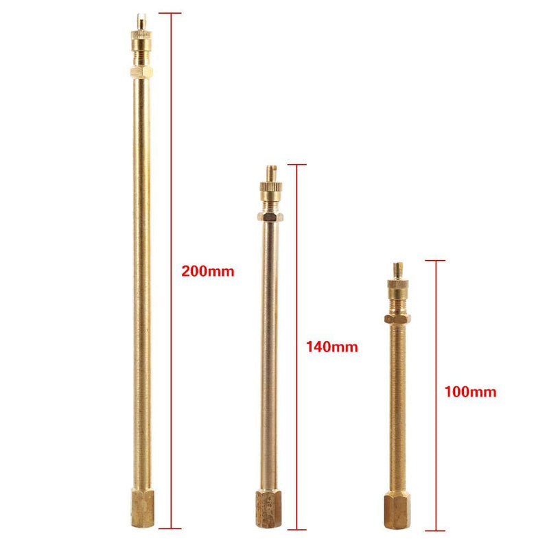 140mm Brass Auto Tire Valve Extension Adaptor, Air Tyre Stem Extender Inflation Stright Bore for Motorcycle, Bike, Mower and Scooter(140mm) 140mm - LeoForward Australia