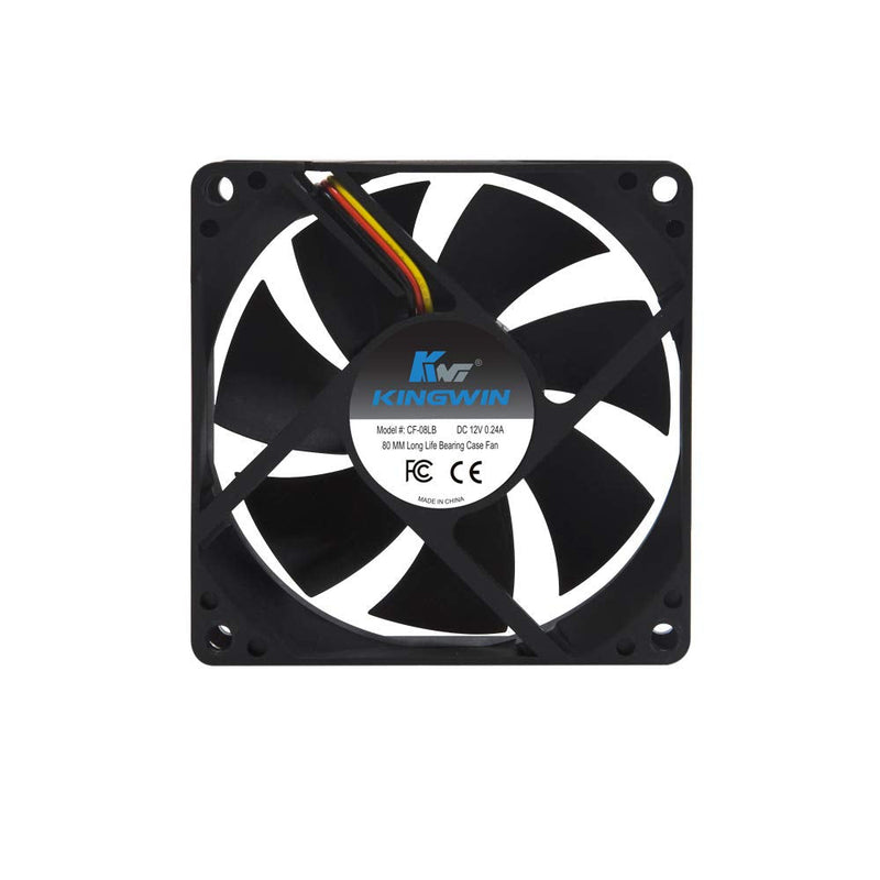  [AUSTRALIA] - Kingwin 80mm Silent Fan for Computer Cases, Mining Rig, CPU Coolers, Computer Cooling Fan, Long Life Bearing, and Provide Excellent Ventilation for PC Cases-[Black] CF-08LB 80 mm