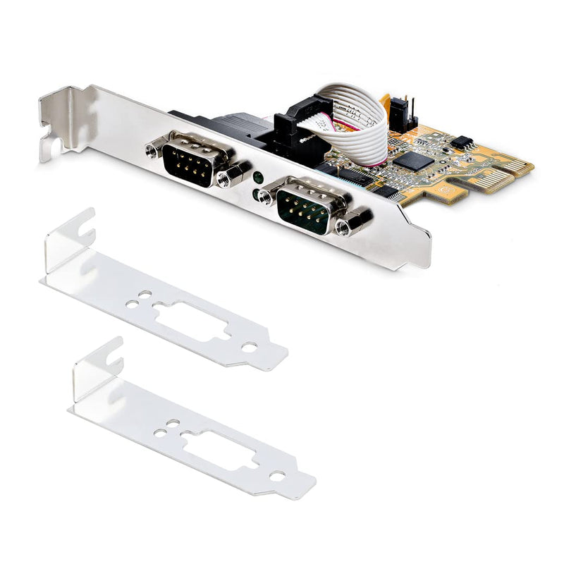  [AUSTRALIA] - StarTech.com 2-Port PCI Express Serial Interface Card, Dual Port PCIe to RS232 (DB9) Serial Card, 16C1050 UART, Low/Full Profile Brackets, COM Retention, for Windows/Linux (21050-PC-SERIAL-LP)