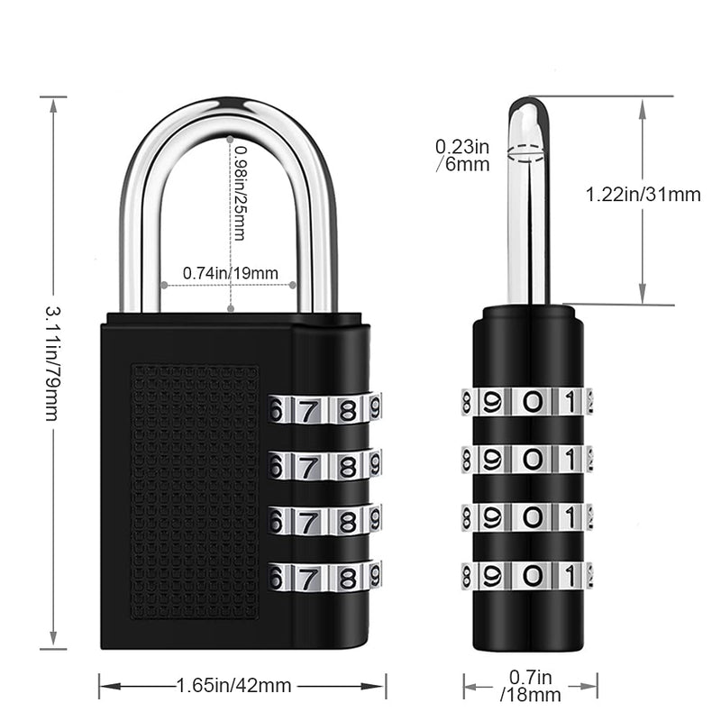  [AUSTRALIA] - ZHEGE Gym Lock, 4 Digit Combination Lock for Locker, Fence, School, Toolbox, Hasp Storage (Black) 1P 1Black