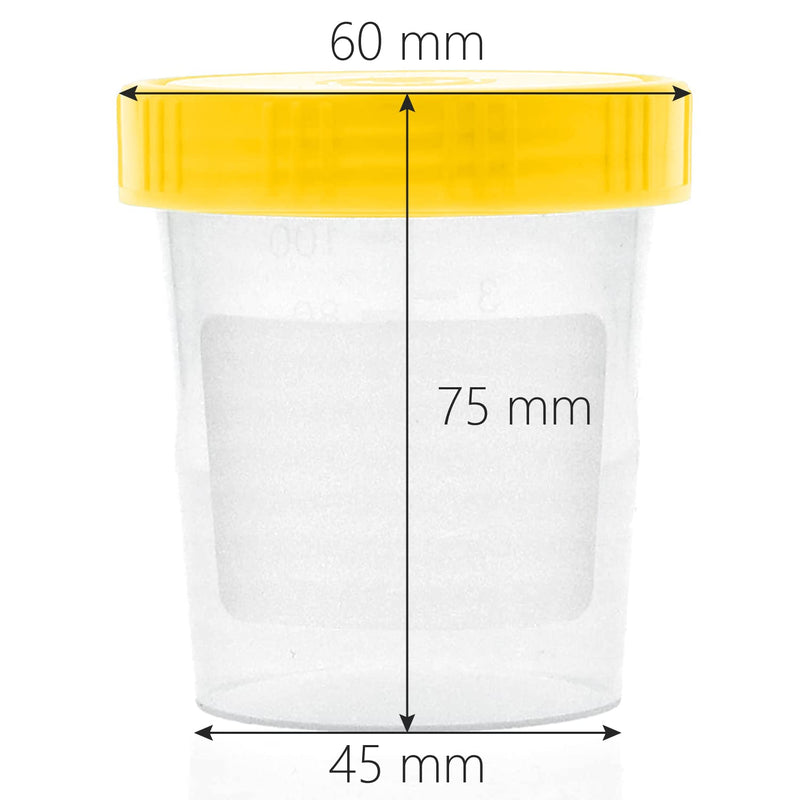  [AUSTRALIA] - 10x LuxmedIQ urine cups/sample cups with screw lid - 125ml capacity, leak-proof, measurement table up to 125ml/4oz, can be written on