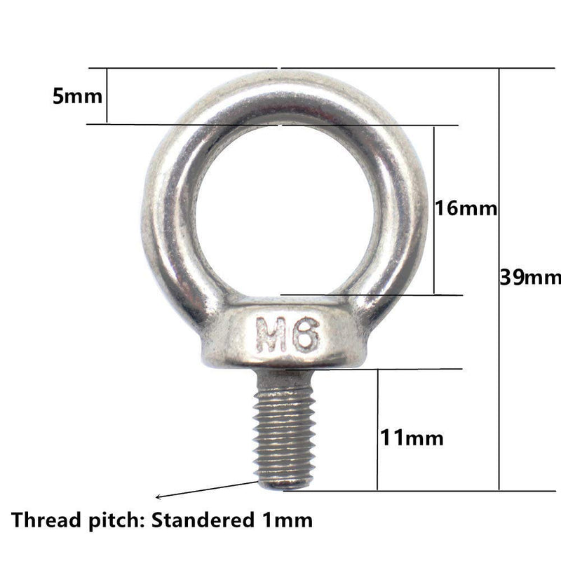  [AUSTRALIA] - Eowpower 5Pcs M6 Male Thread Machinery Shoulder Lifting Ring Eye Bolt