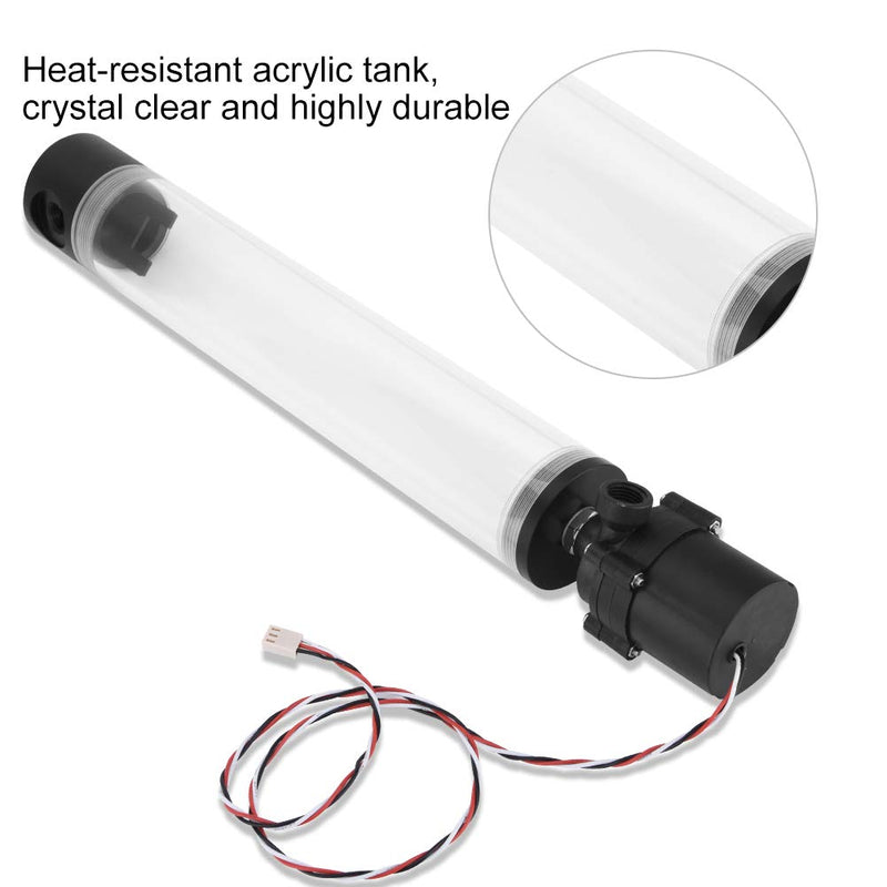  [AUSTRALIA] - PC Water Pump Tank, G1/4 Acrylic Cylinder Computer Water Tank, 12V 19W CPU Water Cooling Pump Radiator for Computer PC CPU Water Cooling (300mm) 300mm