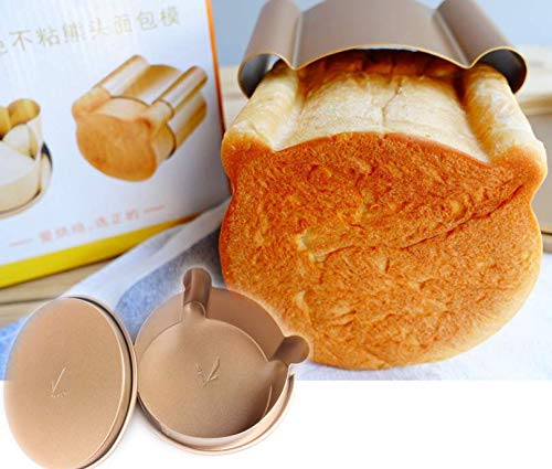  [AUSTRALIA] - UgyDuky Gold Bear Head Bread Mold Loaf Pan with Lid Non-stick Bread Toast Loaf Baking Mould Nonstick & Quick Release Coating Aluminized Steel Pullman Loaf Pan with Cover