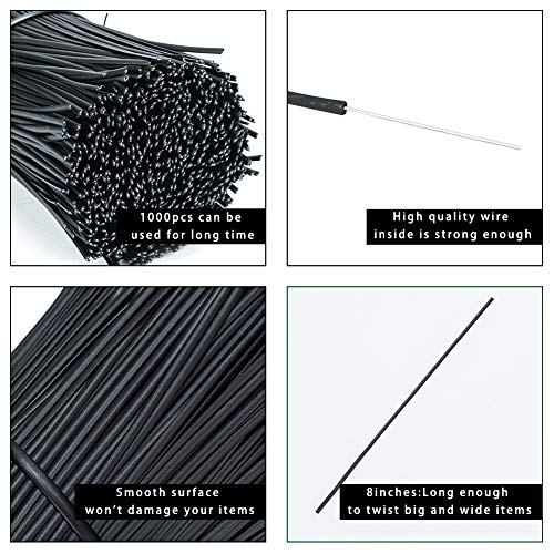 SumDirect 1000Pcs 8 Inch Plastic Twist Ties,Cable Ties for Making Facial Face Mask Plants Party Cello Candy Gift Bags Cake Pops-Black - LeoForward Australia