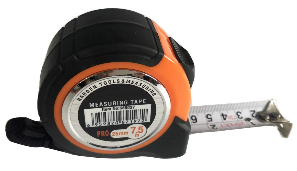  [AUSTRALIA] - Edward Tools Harden Pro Measuring Tape 25 FT- Quick Retractable Measuring Tape Standard and Metric - Centimeters and Inches - Quick Mark Blade - Heavy Duty Rubber Shock Proof Case - Belt Clip