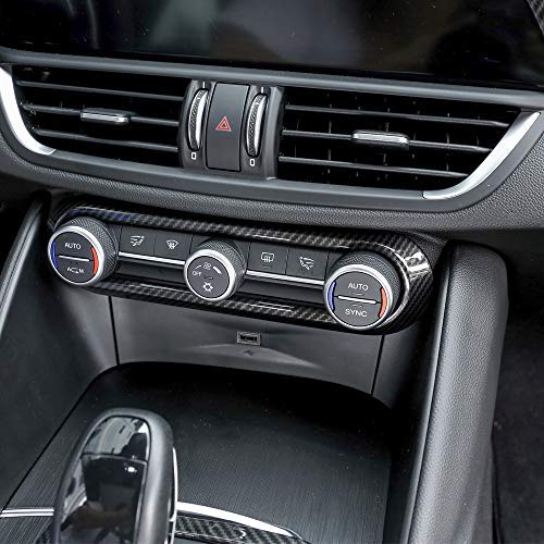 YUECHI Carbon Fiber Style ABS for Alfa Romeo Giulia Stelvio 2016-2018 Car Center Air Conditioning Frame Cover Trim Auto Accessories - LeoForward Australia
