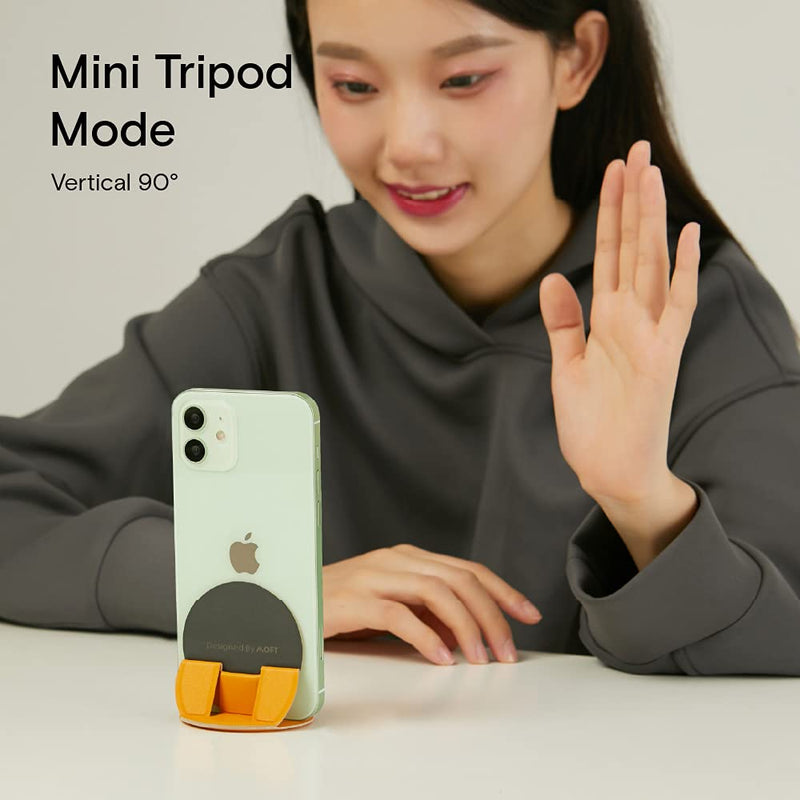  [AUSTRALIA] - MOFT O Snap Phone Stand & Grip, MagSafe Compatible, Adjustable Viewing Angles, Mini Tripod at 90° Vertical for Content Creation Carbon Black