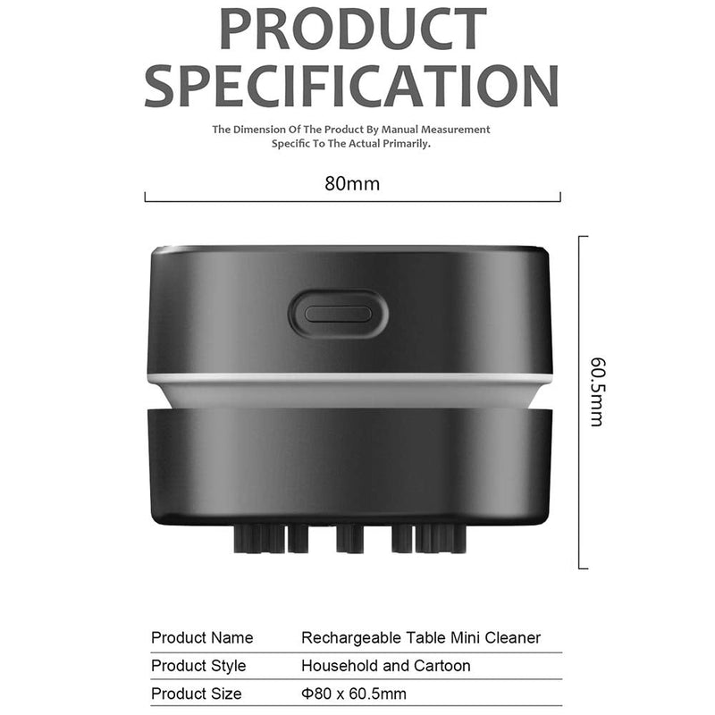  [AUSTRALIA] - ODISTAR Desktop Vacuum Cleaner,Mini Table dust Sweeper Energy Saving,High Endurance up to 400 mins,Cordless&360º Rotatable Design for Cleaning Hairs,Crumbs,Computer Keyboard (Black Charging) Black Charging