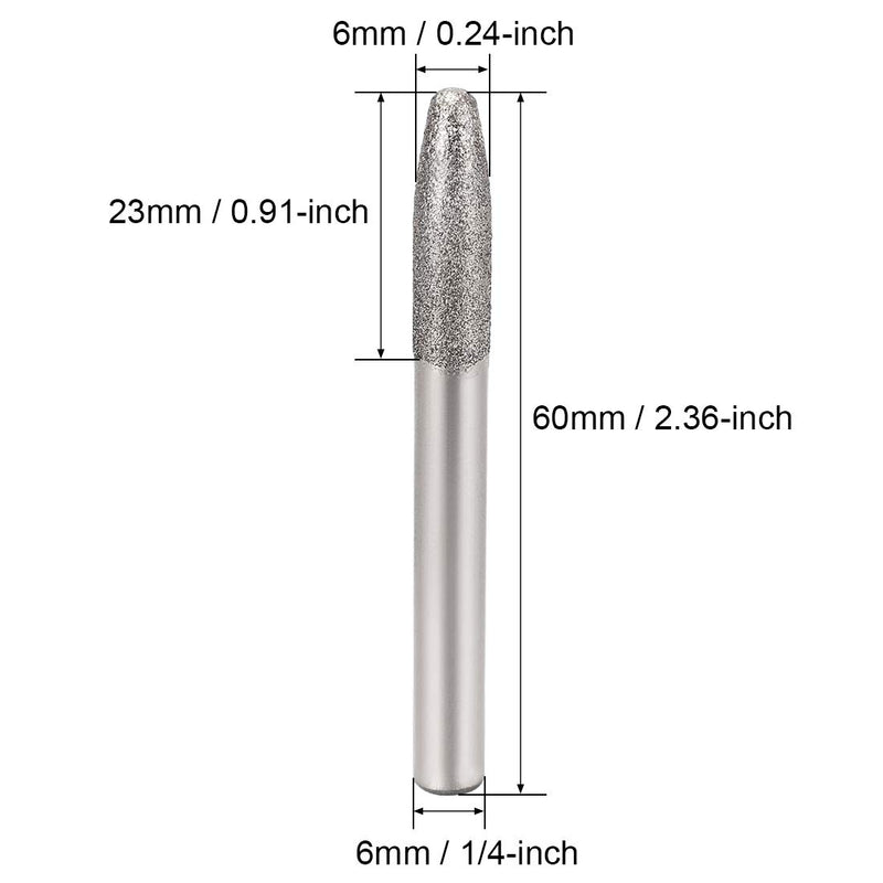 uxcell Diamond Burrs Bits Grinding Drill Carving Rotary Tool for Glass Stone Ceramic 150 Grit 1/4" Shank 6mm Tapered 5 Pcs - LeoForward Australia