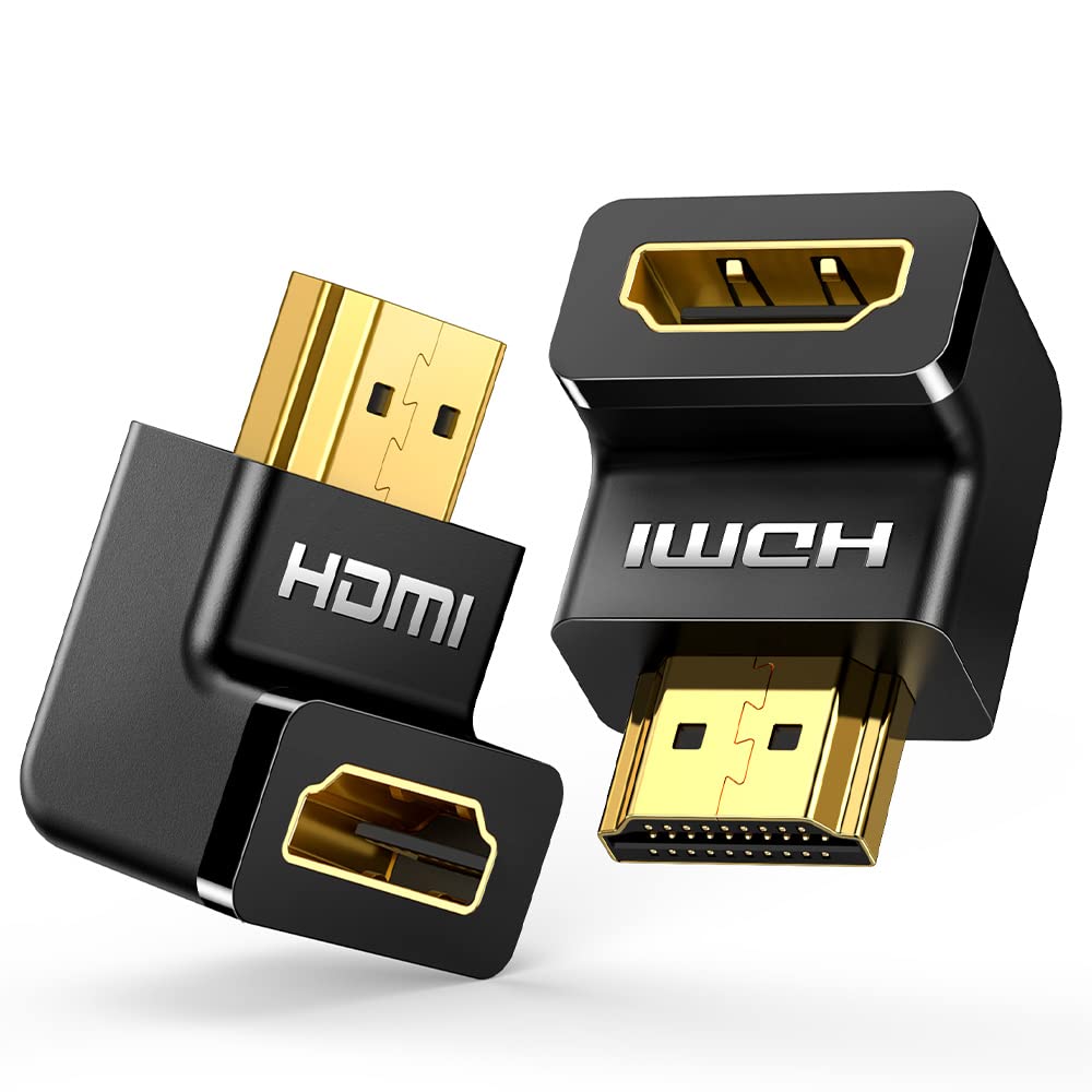  [AUSTRALIA] - UGREEN 2 Pack HDMI Adapter Right Angle 90 Degree Gold Plated HDMI Male to Female Connector Supports 3D 4K HDMI Extender for TV Stick Roku Stick Chromecast Xbox PS4 PS3 Nintendo Switch