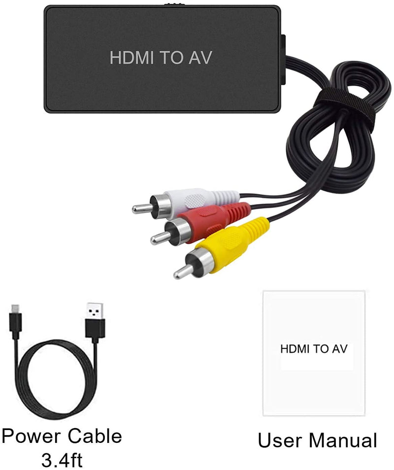  [AUSTRALIA] - RuiPuo HDMI to AV Converter HDMI to Video Audio Adapter Supports PAL/NTSC Compatible for Roku Streaming Stick, Fire Stick, Apple TV, DVD, Blu-ray Player, HD Box ect (HDMI to RCA Converter)