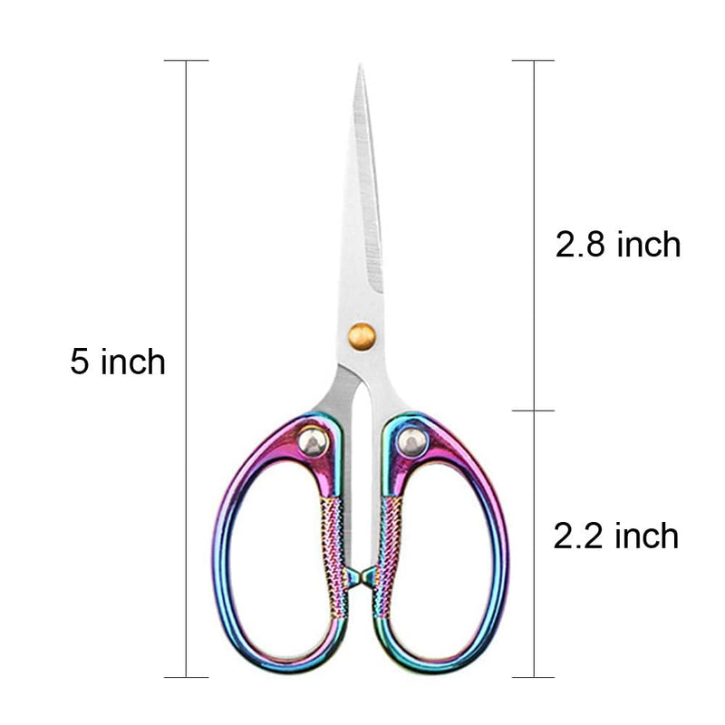  [AUSTRALIA] - Aemoe 5" All Stainless Steel Office Scissors,Ultra Sharp Blade Shears,Sturdy Sharp Scissors for Office Home School Sewing Fabric Craft Supplies Multipurpose Scissors Colorful 5"